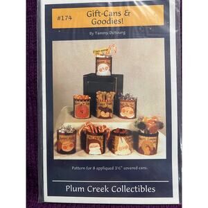 craft Pattern for 8 appliqued 3½" covered cans country christmas thanksgiving